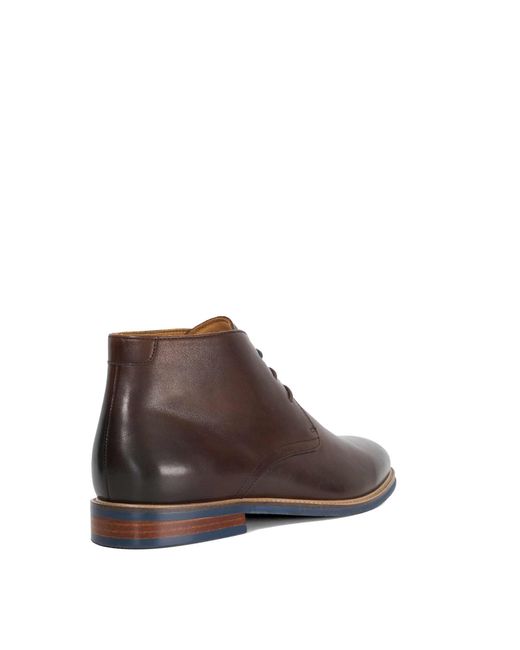 Dune Brown Millers Round Toe Lace Up Boots for men