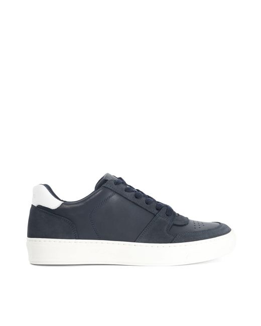 Dune Blue Tawly Leather Cup Sole Trainers for men