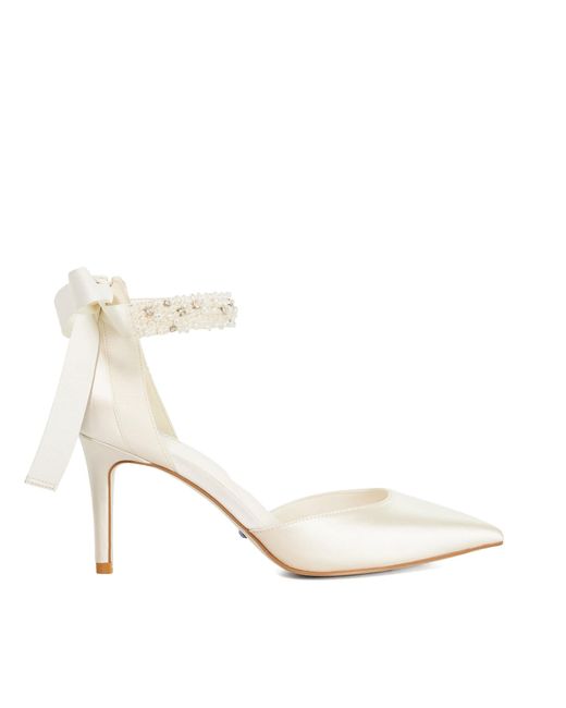 Dune Metallic Corsages Ankle Tie Satin Bridal Shoes