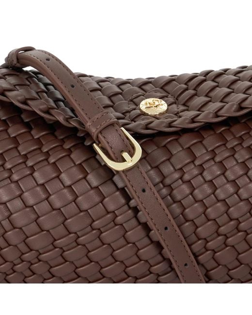 Dune Brown Encourage Woven Clutch With Cross Body Strap