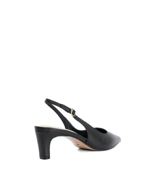 Dune Black Connection Mid Height Sling-Back Court Shoes