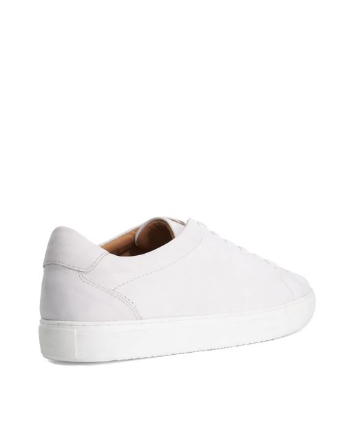 Dune White Trevons Leather Cup Sole Trainers for men