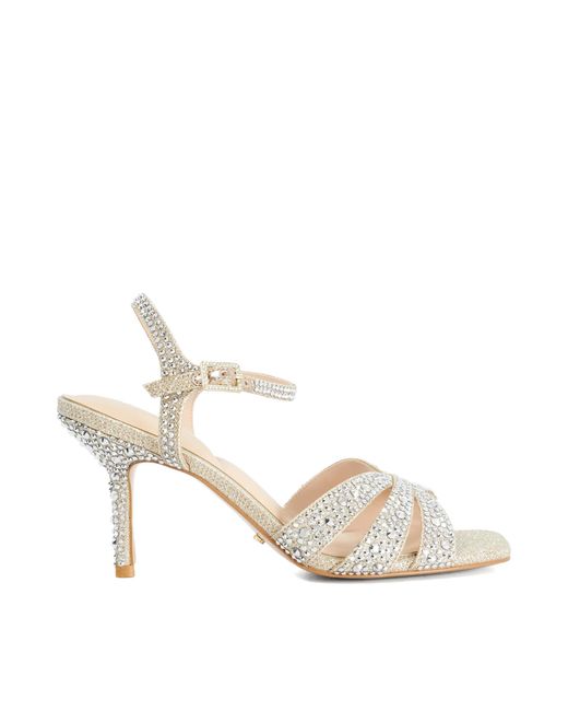 Dune Pink Mayven Jewel Embellished Block Heel Sandals