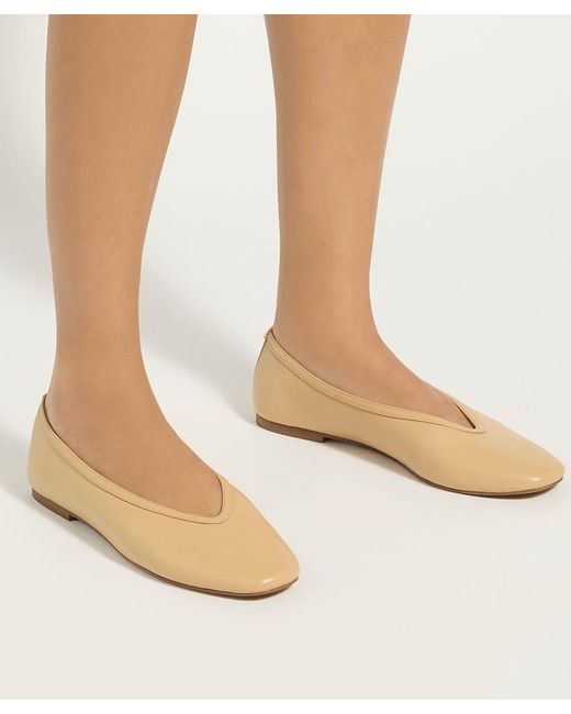 Dune Natural Hetta Leather Ballet Flats