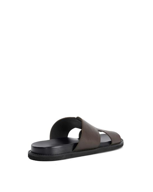Dune Brown Ishaa Leather Slip On Sandals for men