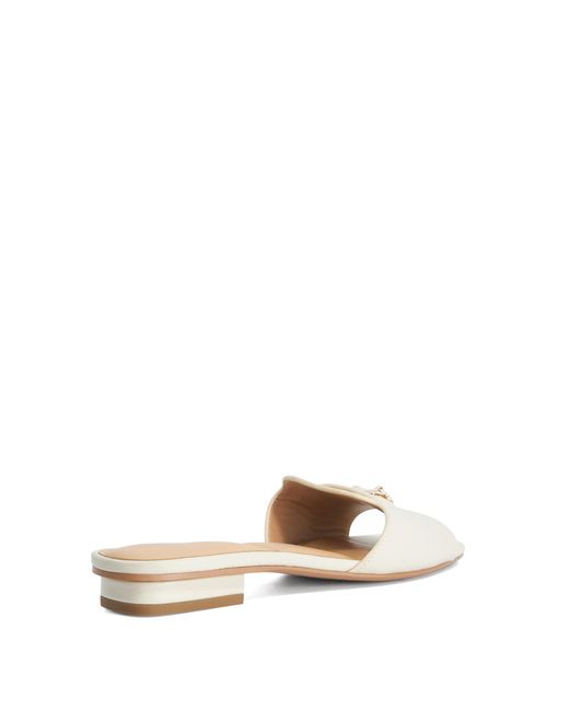 Dune Natural Lindo Leather Tassel Trim Slip-On Sandals