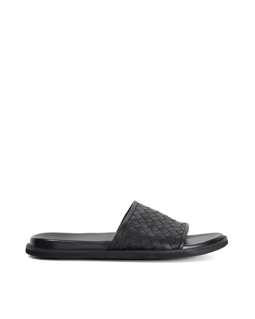 Dune Black Ivar Woven Leather Slider Sandal for men