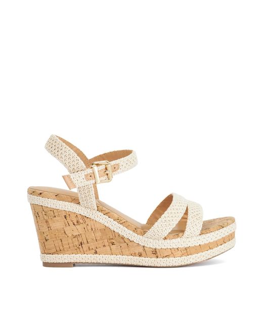 Dune Metallic Wf Kipling Cork Wedge Sandals