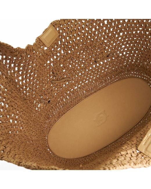Dune Brown Dewdrop Raffia Logo Shoulder Bag