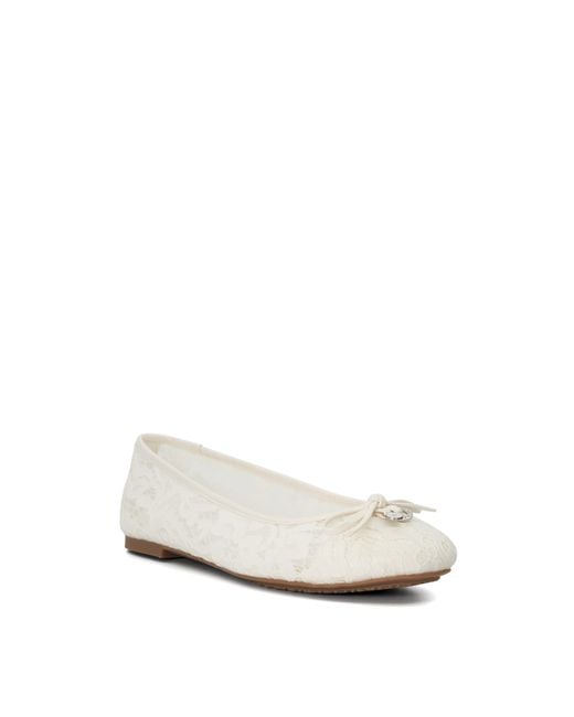 Dune White Heartstring Lace Wedding Ballet Pumps