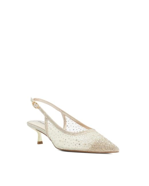 Dune White Wf Brivelle Slingback Heeled Court Shoes