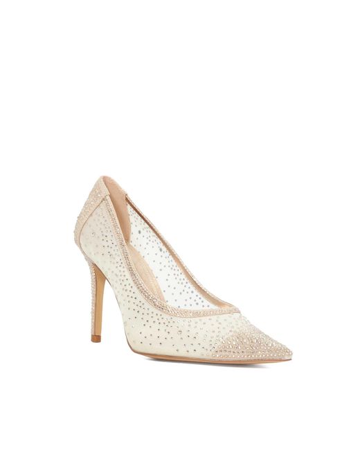 Dune White Brightest Mesh Diamante Court Shoes
