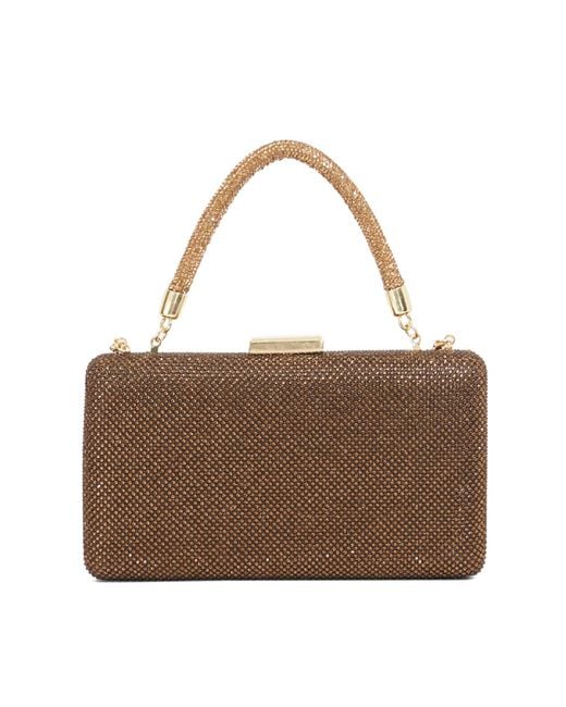 Dune Brown Beaut Diamante Handle Evening Bag