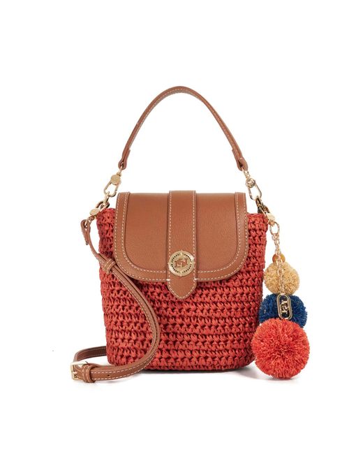 Dune Red Dimple Raffia Crossbody Bag