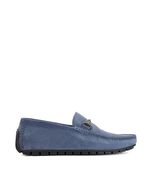 Dune Blue Brackon Wf Suede Snaffle Trim Moccasins for men