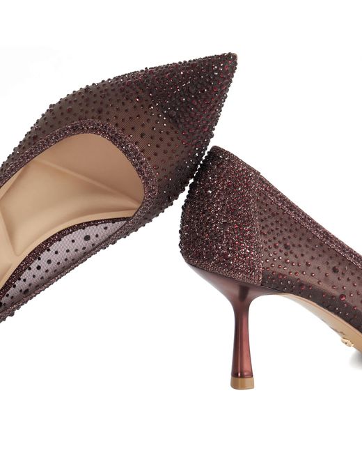 Dune Brown Brivelle Mesh Embellished Court Shoes