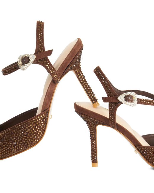 Dune Brown Compliments Embellished Pointed-Toe Heels