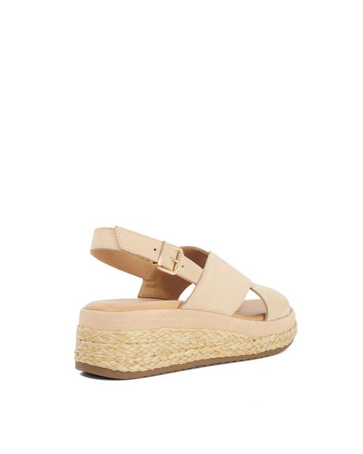 Dune Natural Kiya Raffia Flatform Sandals