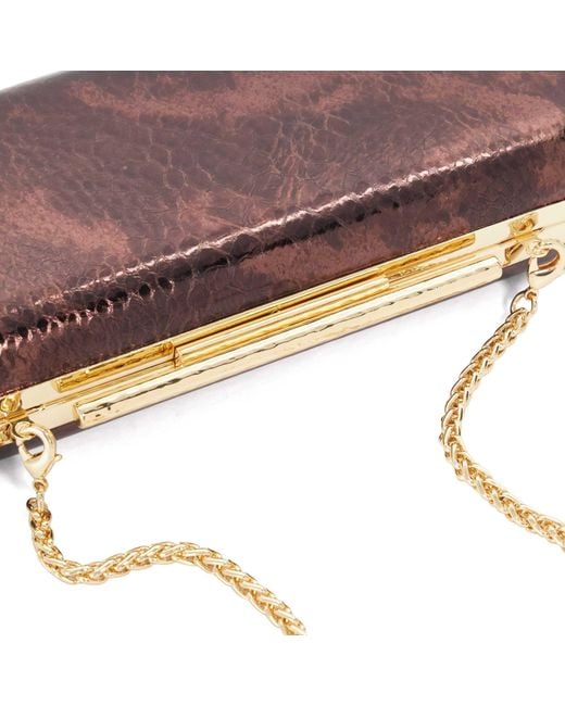 Dune Brown Body Structured Chain Strap Clutch Bag