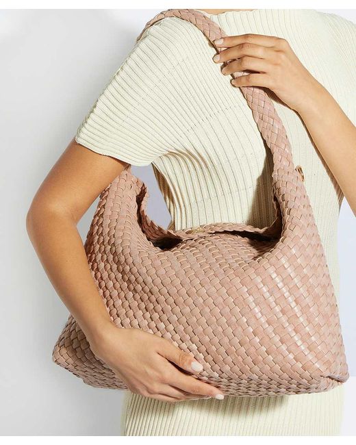 Dune Brown Deliberate L Woven Shoulder Bag