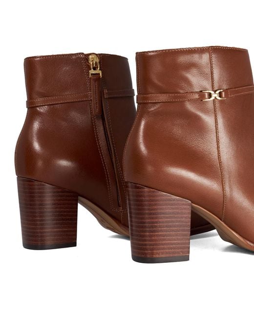 Dune Brown Pagety Block-Heel Ankle Boots