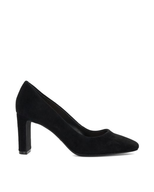 Dune Black Wf Arriving Wide Fit High Block Heel Court Shoes