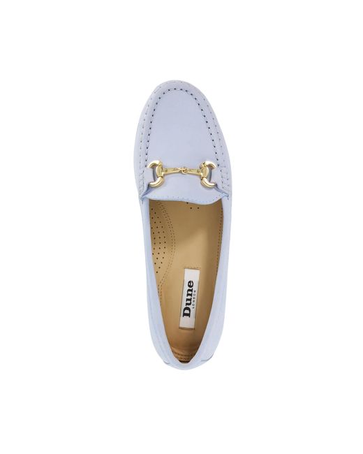 Dune White Glenniee Suede Snaffle Trim Loafers