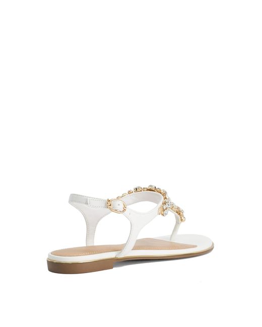 Dune White Wf Life Embellished Toe Post Sandals