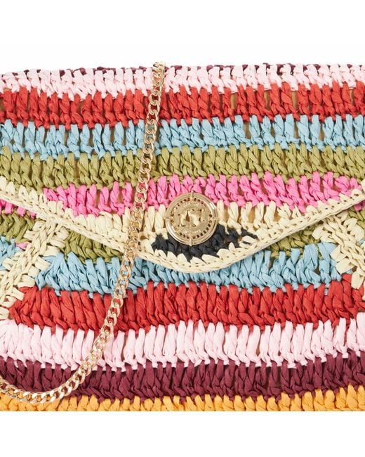 Dune Red Essentials Raffia Clutch Bag