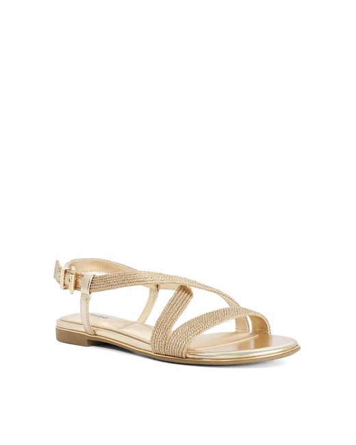 Dune Natural Lope Metallic Flat Sandals