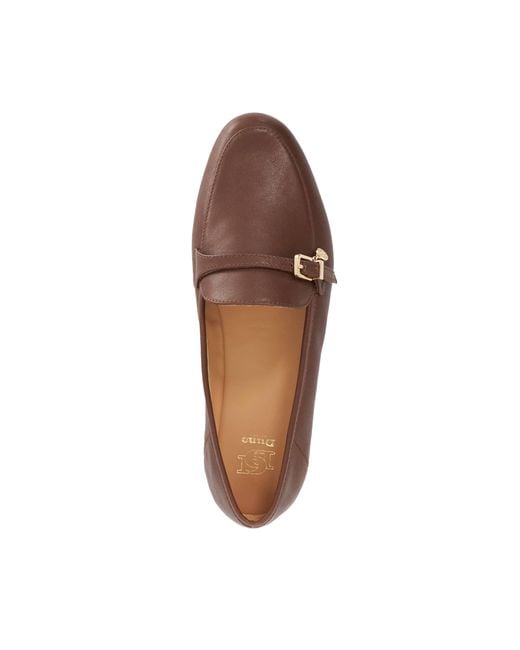 Dune Brown Greya Leather Charm Detail Loafers