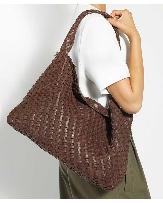 Dune Brown Deliberate L Woven Shoulder Bag