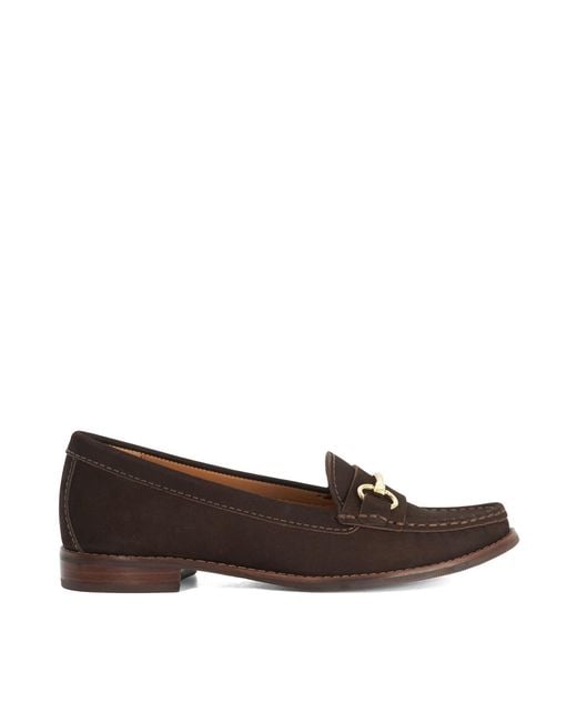 Dune Brown Wf Glenny Wide Fit Snaffle Trim Loafers