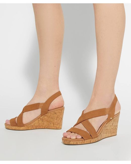 Dune Brown Wf Kamies Wide Fit Cork Wedge Heel Shoes