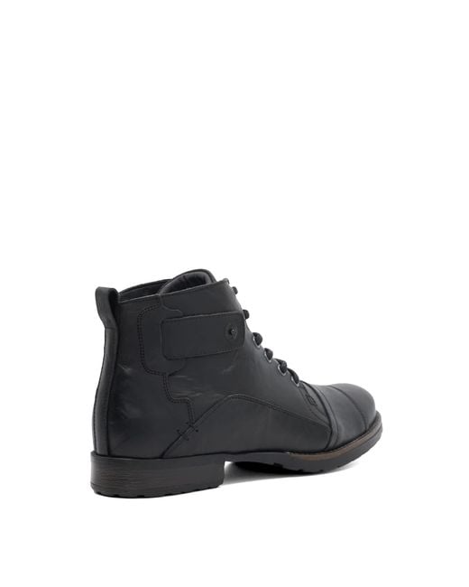 Dune Black Simon Wf Wide Fit Leather Seam Detail Ankle Boots for men