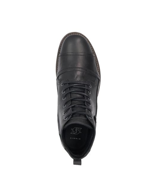 Dune Black Simon Wf Wide Fit Leather Seam Detail Ankle Boots for men