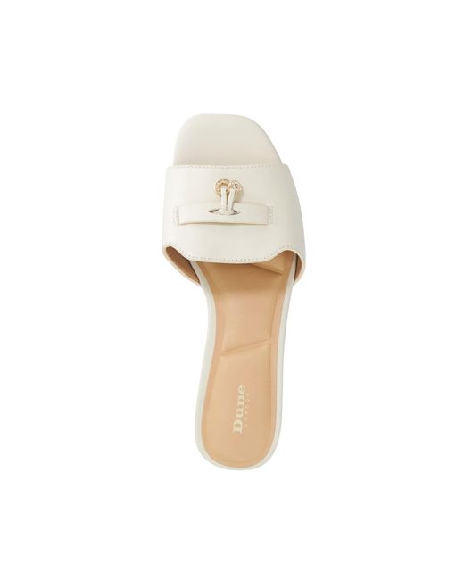 Dune Natural Lindo Leather Tassel Trim Slip-On Sandals