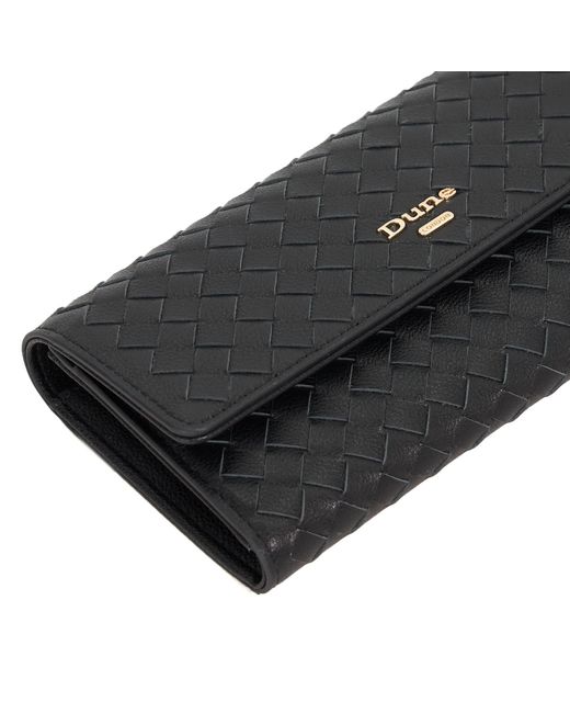 Dune Black Kokos Woven Leather Purse
