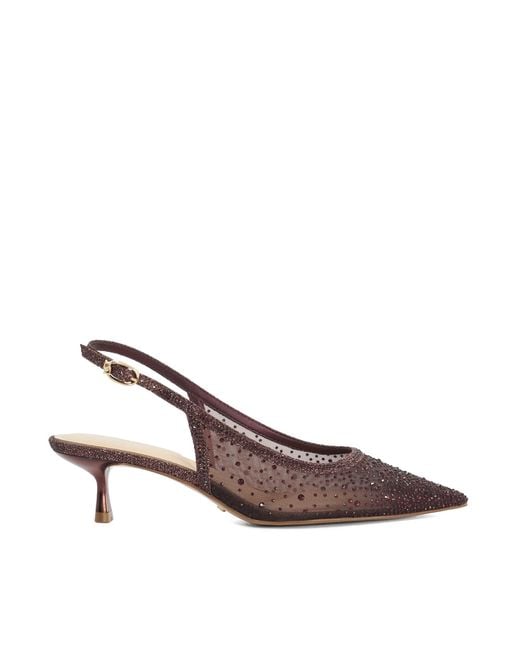 Dune Brown Cirelle Embellished Slingback Court Shoes