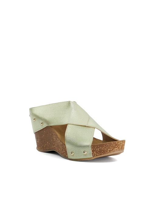 Dune Metallic Krossleys Open Toe Wedge Sandals