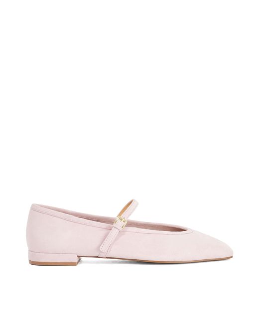 Dune Pink Hearthrob Leather Pointed Toe Mary Jane Ballet Flats