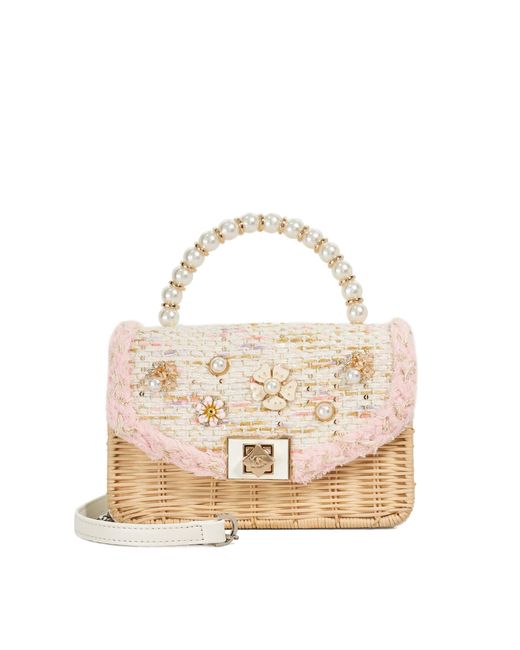 Dune Metallic Blooms Beaded Handle Embellished Cross Body Bag