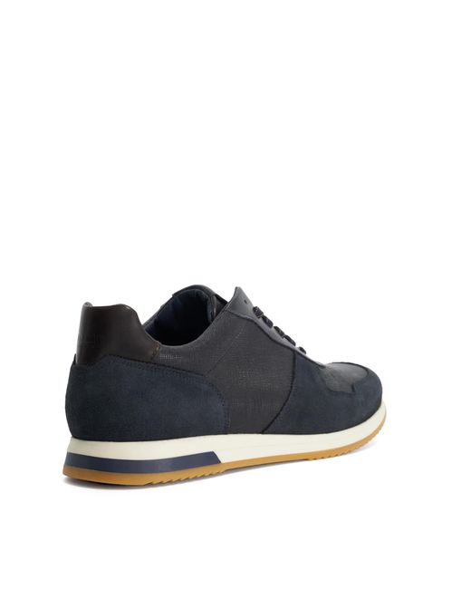 Dune Blue Trusting Contrast Sole Leather Runner for men