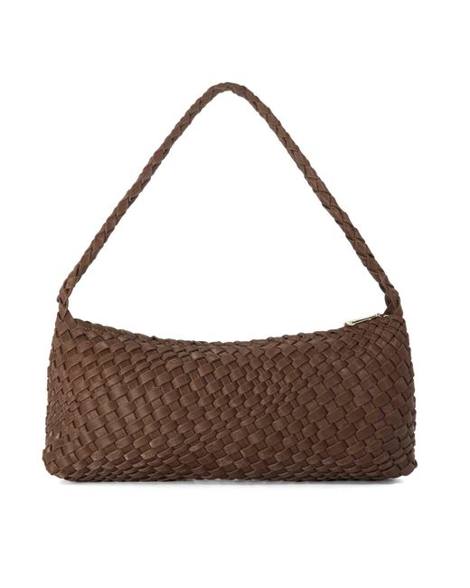 Dune Brown Deliberating Woven East-West Shoulder Bag