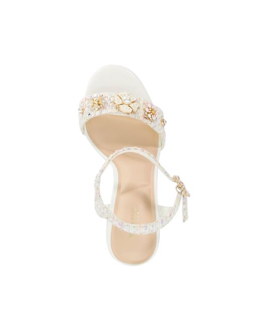 Dune Metallic Mention Floral Detail Block Heeled Sandals