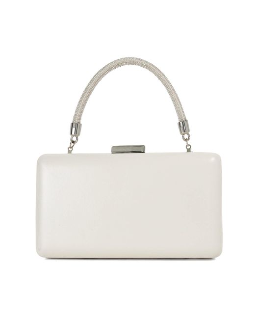 Dune White Brunch Leather Tubular Top Handle Bag
