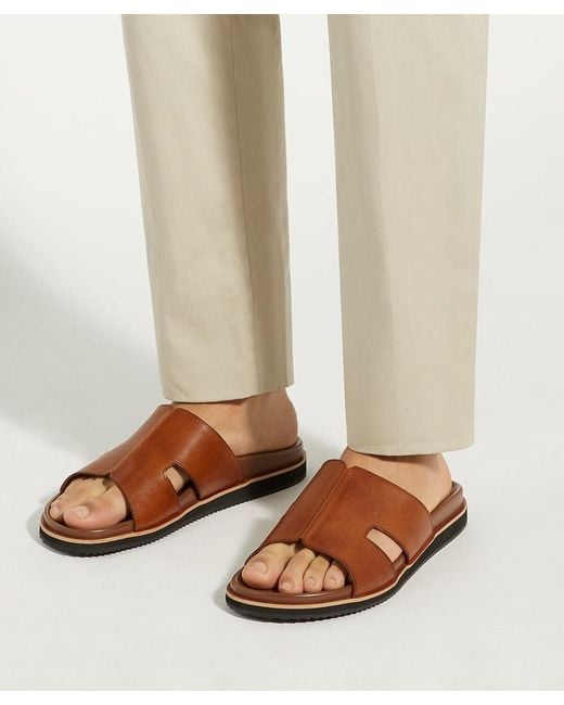 Dune Brown Insight Leather Sandals for men