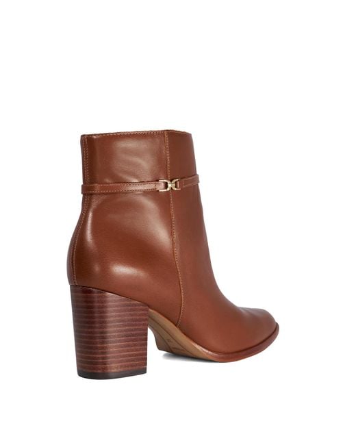 Dune Brown Pagety Block-Heel Ankle Boots
