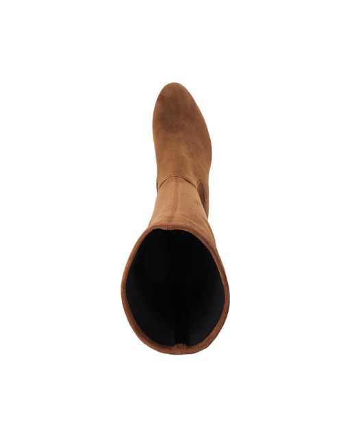 Dune Brown Simple Block-Heel Knee-High Boots