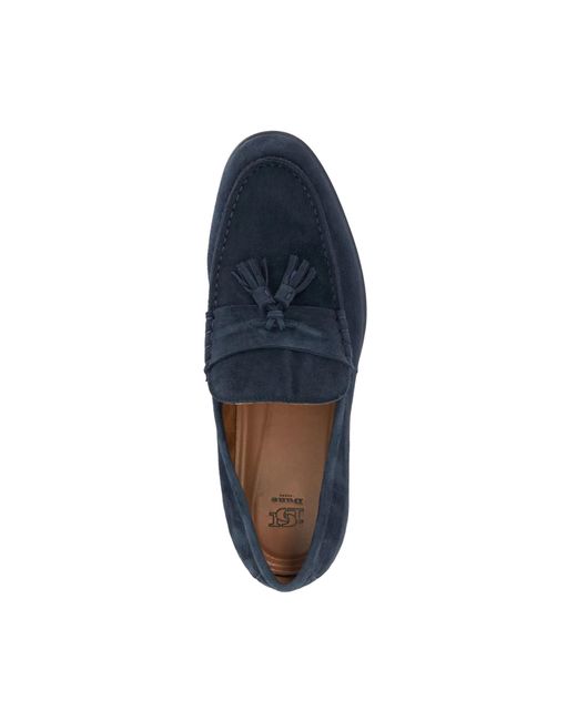 Dune Blue Broddi Suede Tassel Trim Loafers for men